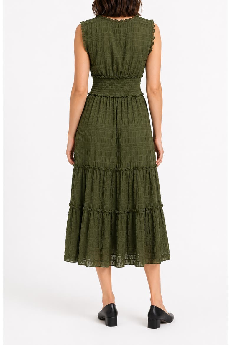 Crinkle Mesh Tiered Midi Dress, Alternate, color, MARTINI OLIVE
