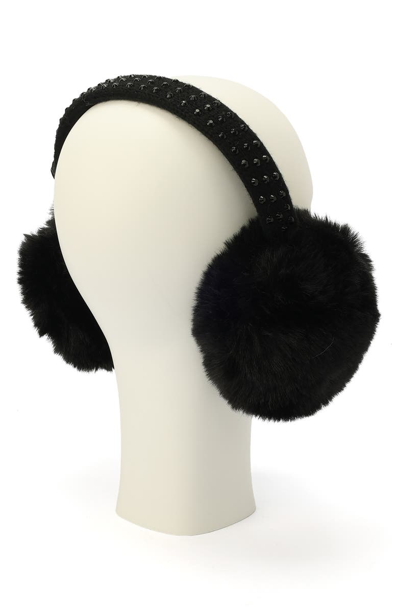 Kurt Geiger London Crystal Faux Fur Ear Muffs, Alternate, color, 