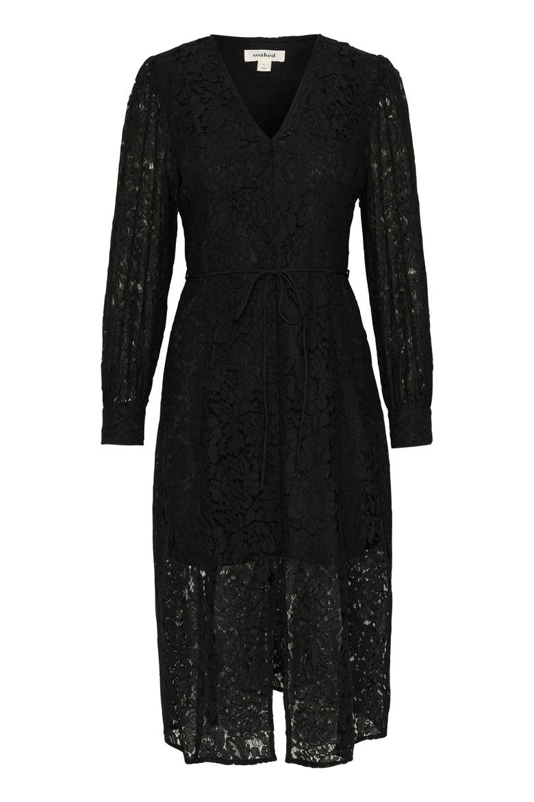 SLHanni V-neck Long Sleeves Lace Dress, Alternate, color, Black