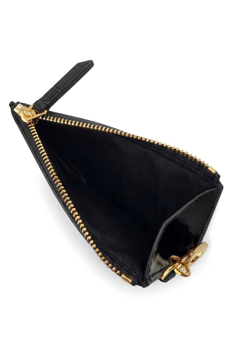 Croc Embossed Zip Card Holder, Alternate, color, BLACK