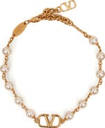 Valentino Garavani VLOGO Faux Pearl Bracelet