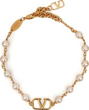 Valentino Garavani VLOGO Faux Pearl Bracelet