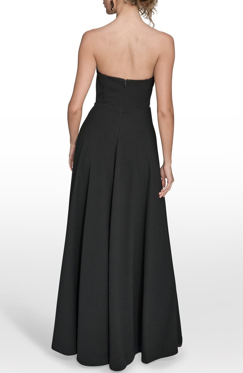 Donna Karan New York Placed Beaded Floral Strapless Gown, Alternate, color, Black Multi