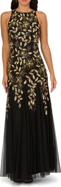 Adrianna Papell Embellished Mesh Gown