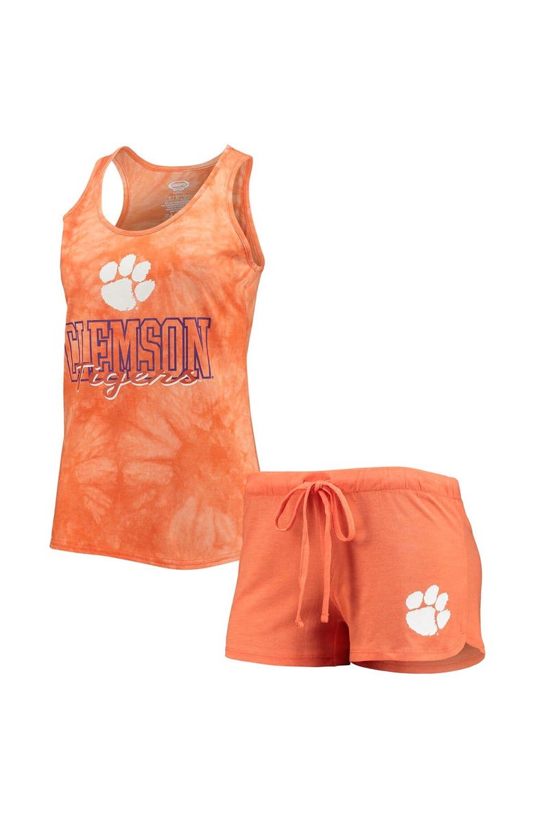 CONCEPTS SPORT Women's Concepts Sport Orange Clemson Tigers Billboard Tie-Dye Tank Top & Shorts Set, Alternate, color, 