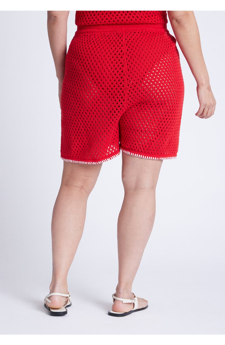 ELOQUII Crochet Knitted Short, Alternate, color, Flame Scarlet