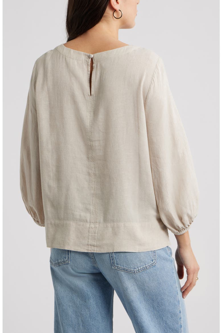 Balloon Sleeve Linen Blend Top, Alternate, color, FLAX