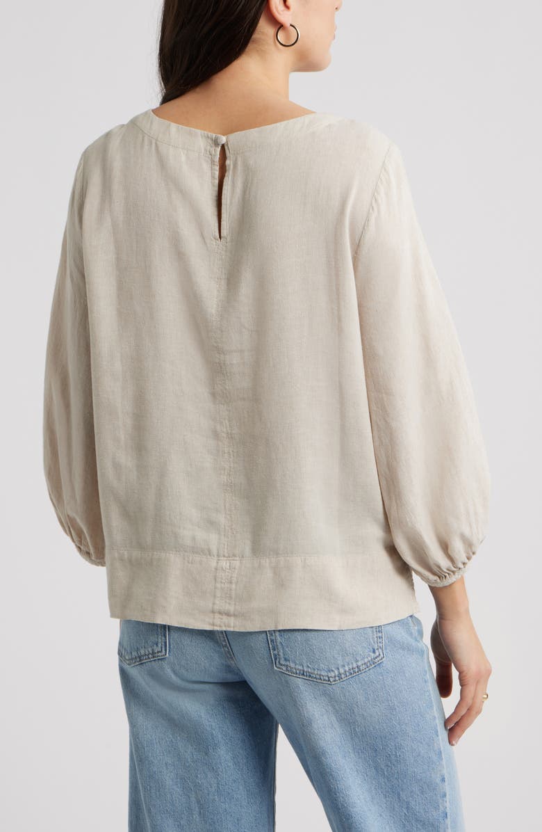 Caslon<sup>®</sup> Balloon Sleeve Linen Blend Top, Alternate, color, 