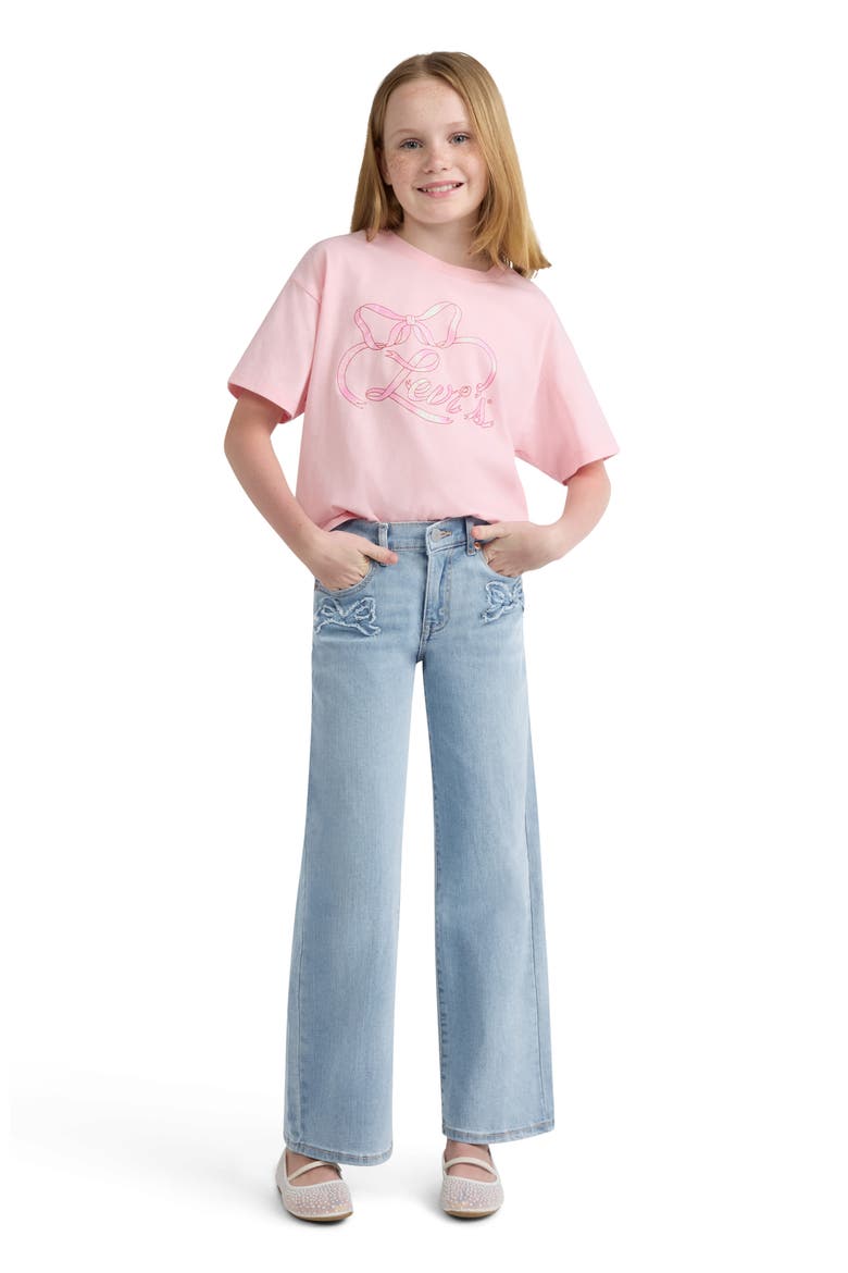 Kids' Bow Wide Leg Jeans, Alternate, color, AURA
