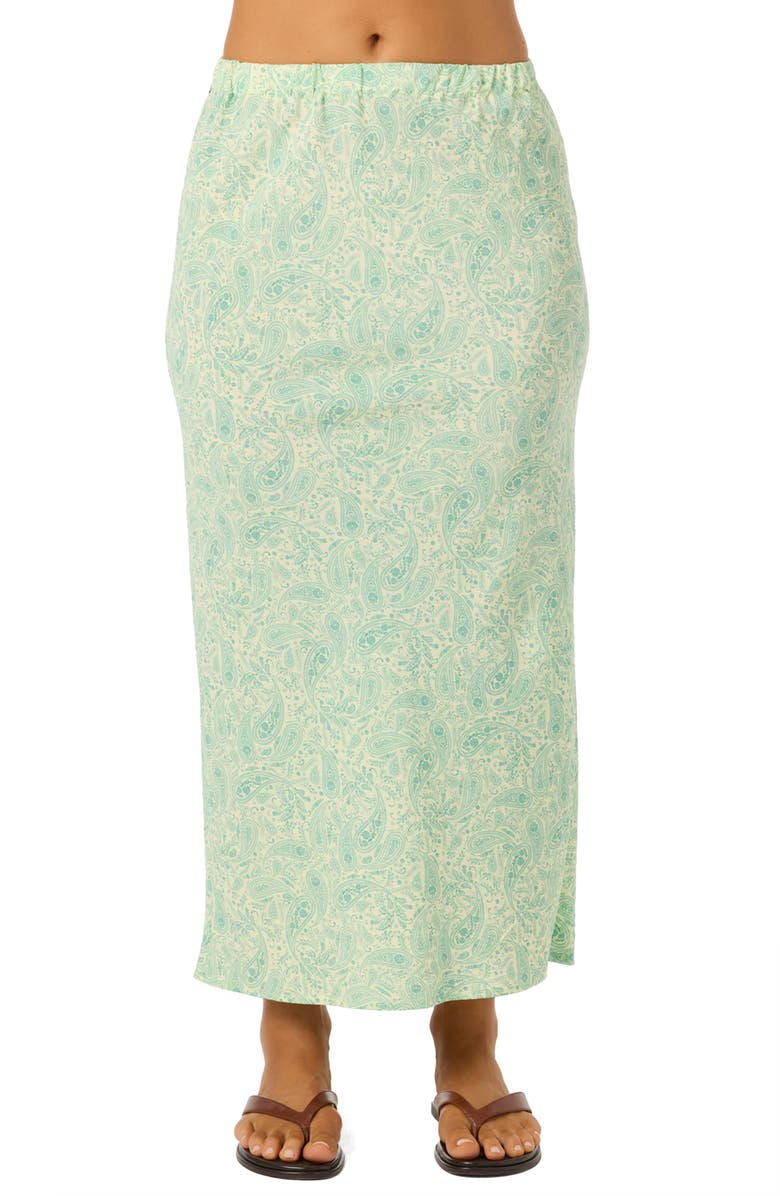 O'Neill Kavali Paisley Midi Skirt, Main, color, Citron