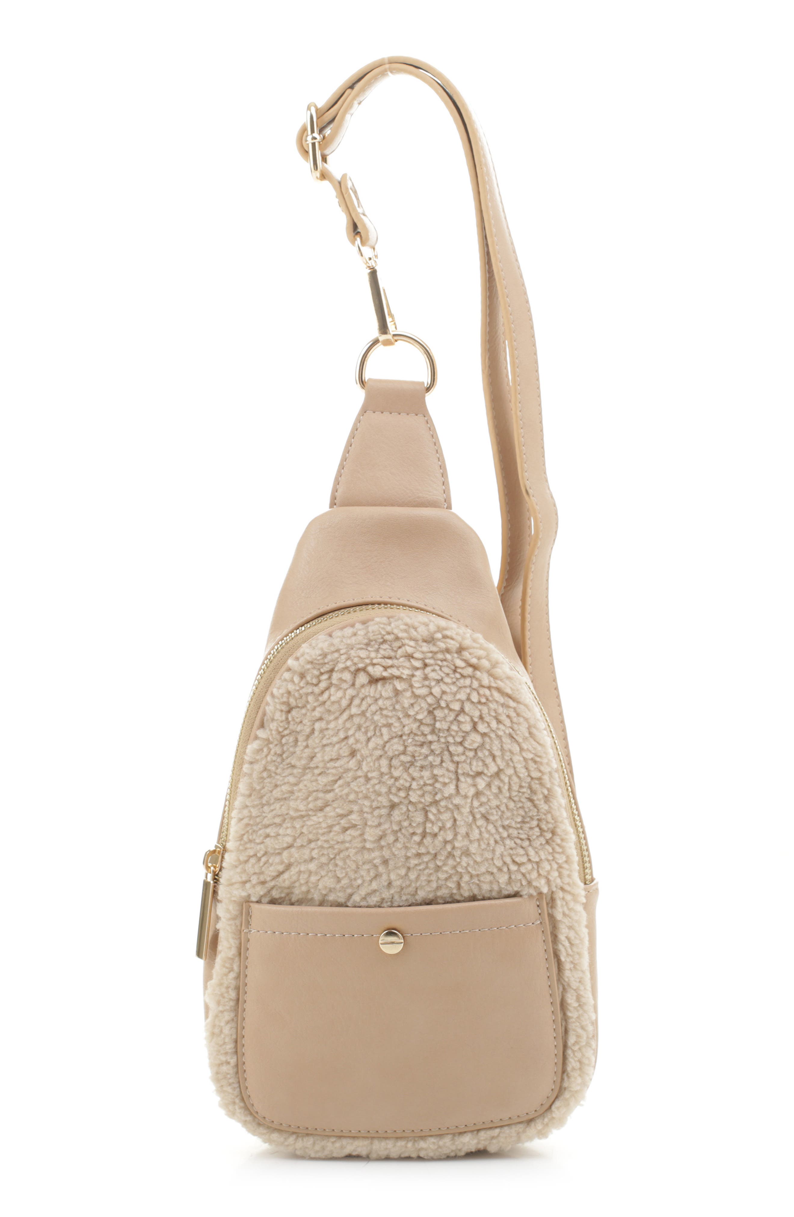 Mali + Lili Gwen Mixed Media Water Resistant Sling Bag, Main, color, 