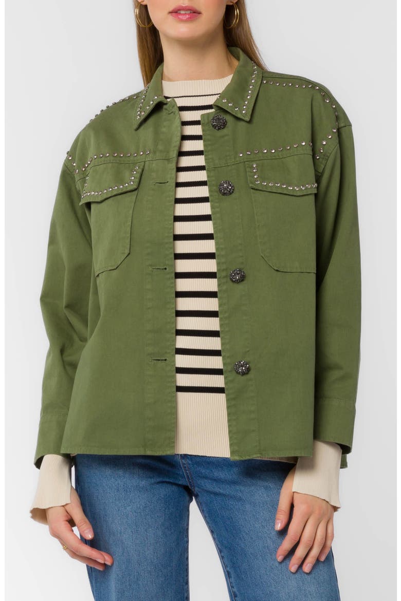 Odette Studded Utility Jacket, Main, color, OLIVE/ STUDS