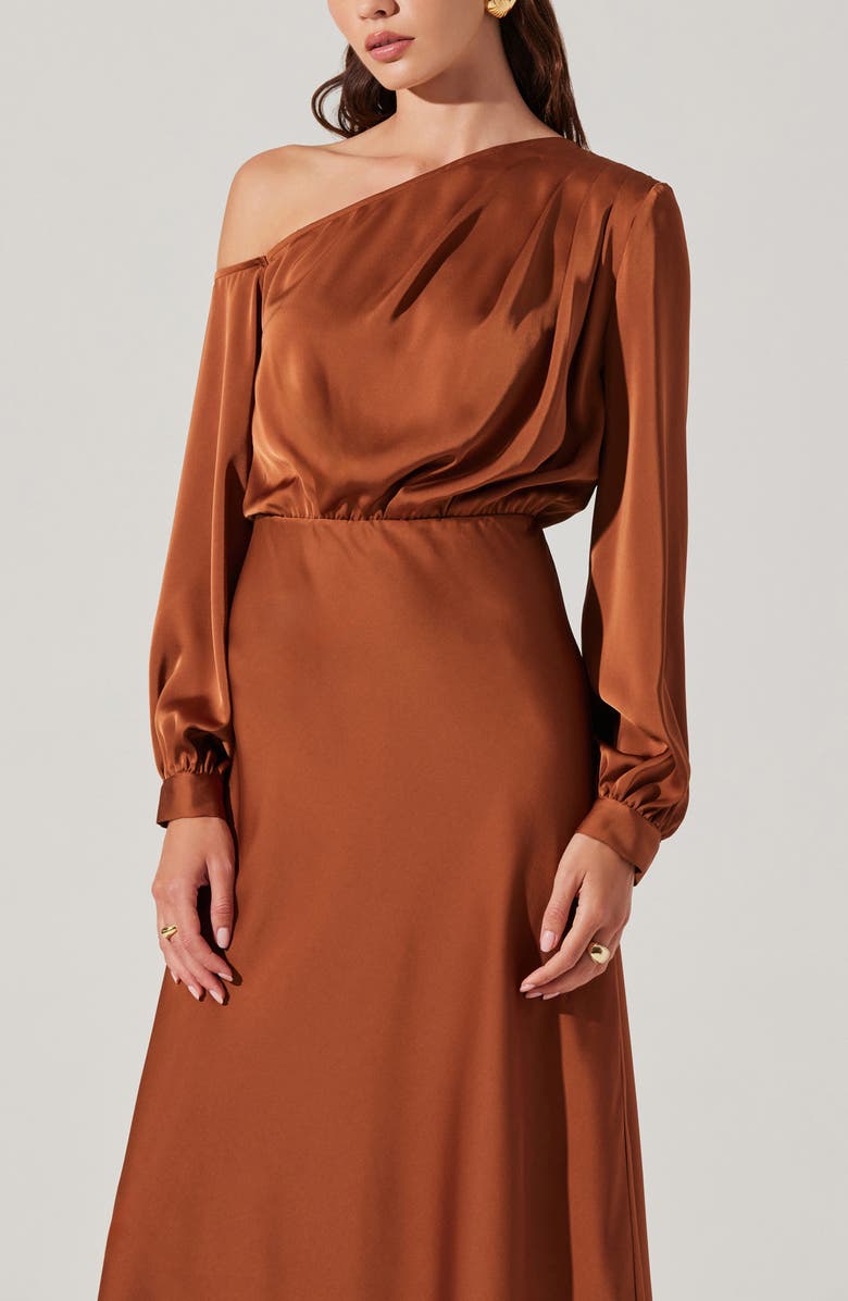 ASTR the Label Elwood One-Shoulder Long Sleeve Satin Cocktail Dress, Alternate, color,