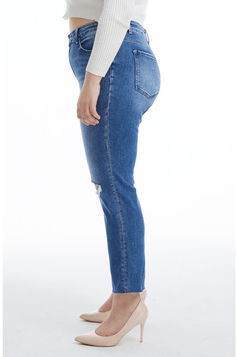 Distressed High Waist Slim Straight Leg Jeans, Alternate, color, AMY BLUE