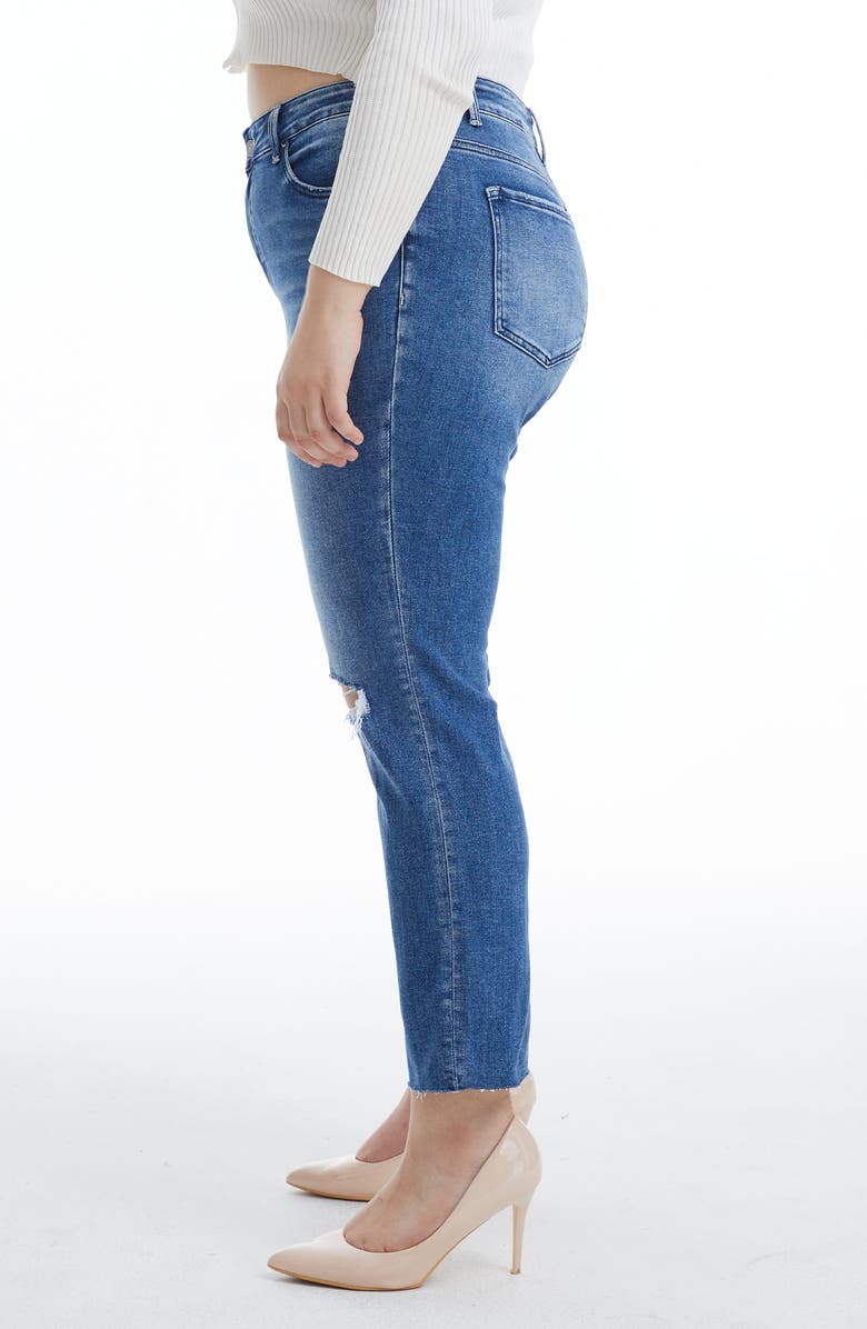 Bayeas Distressed High Waist Slim Straight Leg Jeans, Alternate, color, Amy Blue