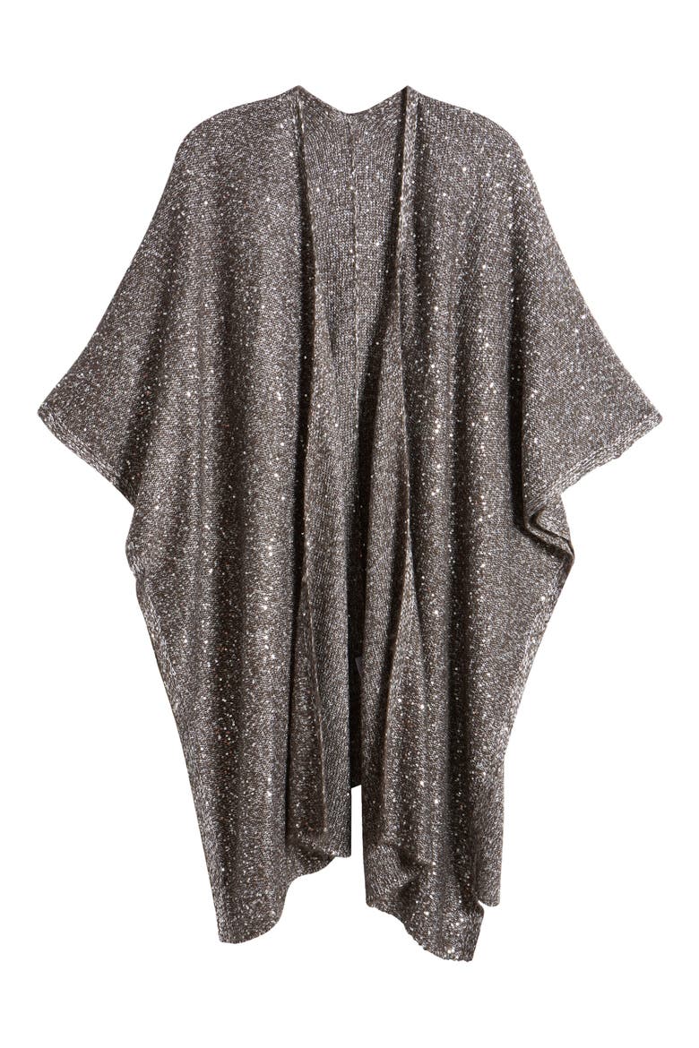 Sequin Cardigan, Alternate, color, DARK HEATHER GREY/ SILVER