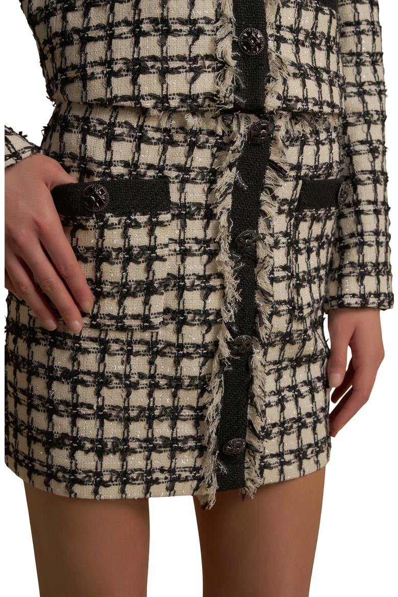 Premium Fringe Tweed Miniskirt, Alternate, color, BEIGE/ BLACK