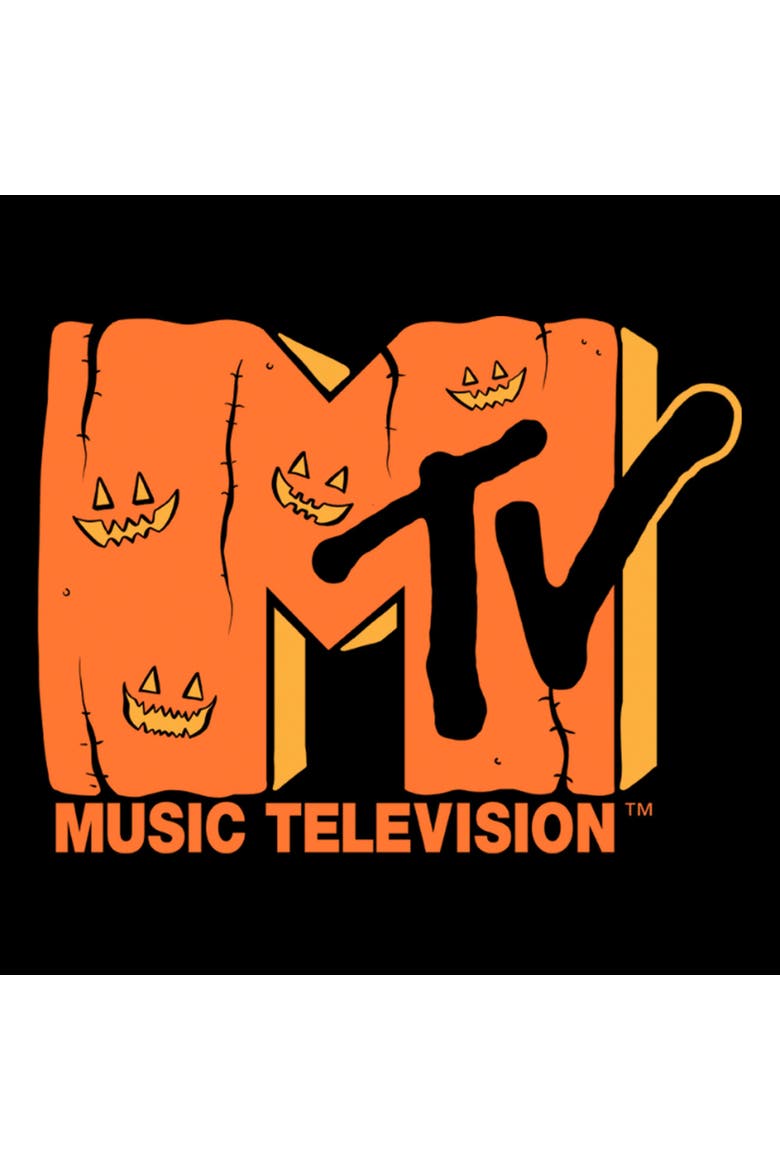 Juniors MTV Jack-o'-lantern Logo Sweatshirt, Alternate, color, Black