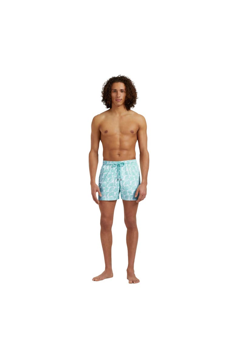 Men Stretch Short Swim Shorts Seashells, Alternate, color, white