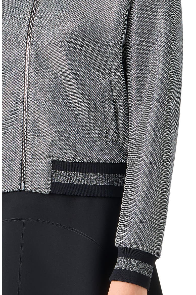 Metallic Bird's Eye Knit Bomber Jacket, Alternate, color, BRUSHED STEEL