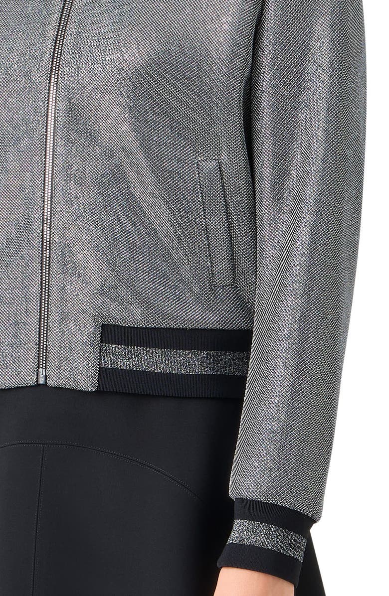 Akris punto Crystal Embellished Bomber Jacket, Alternate, color, Brushed Steel