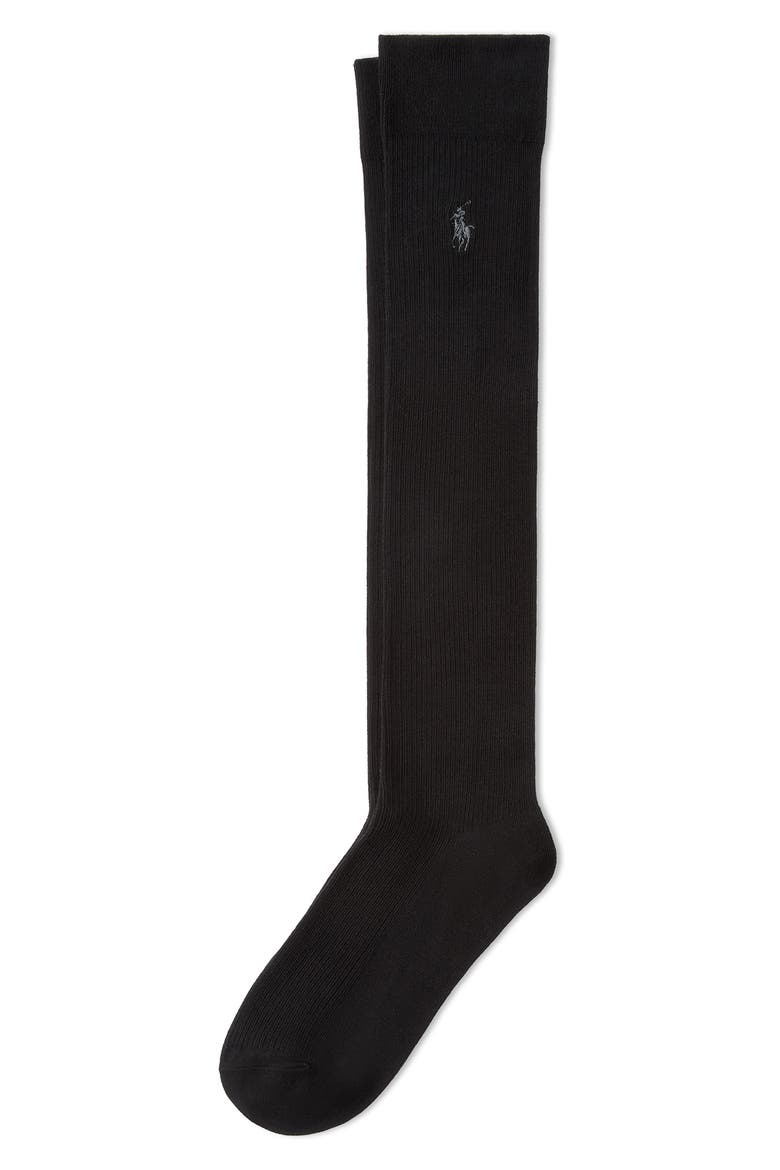 Cotton Blend Rib Knee High Socks, Alternate, color, BLACK