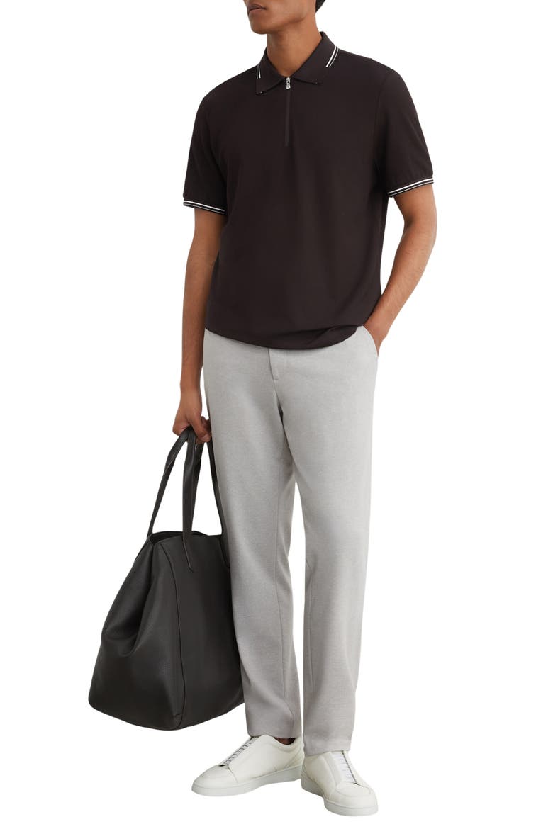 Vale Half Zip Polo Shirt, Alternate, color, BROWN