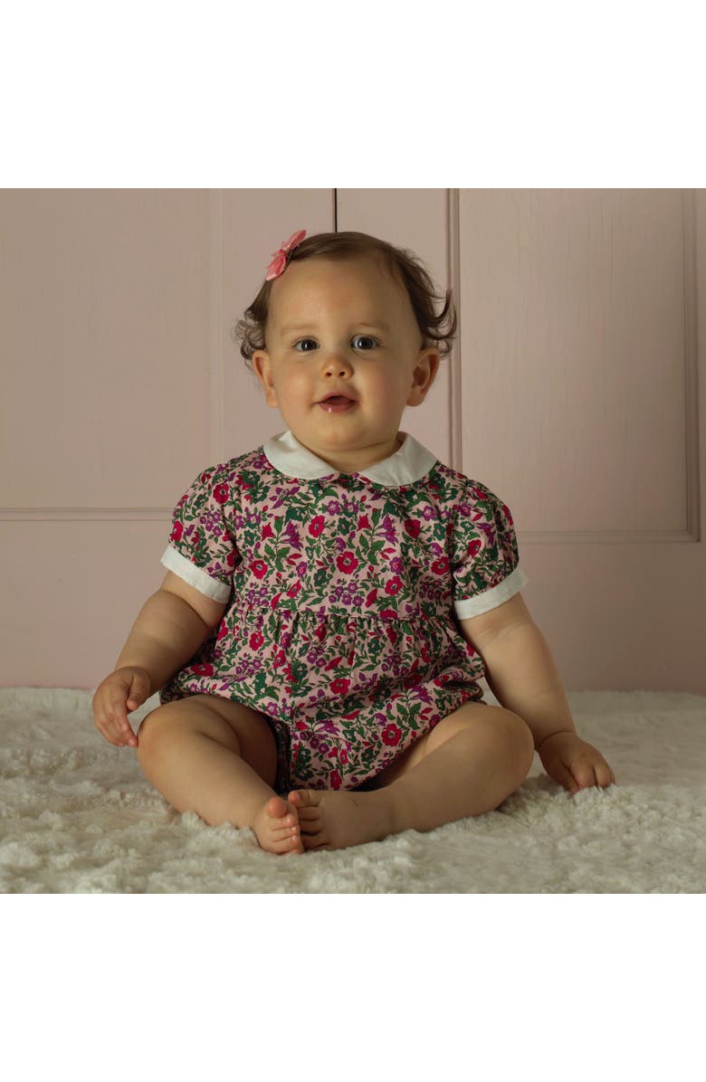 Rachel Riley Floral Button-Front Babysuit, Alternate, color, Pink