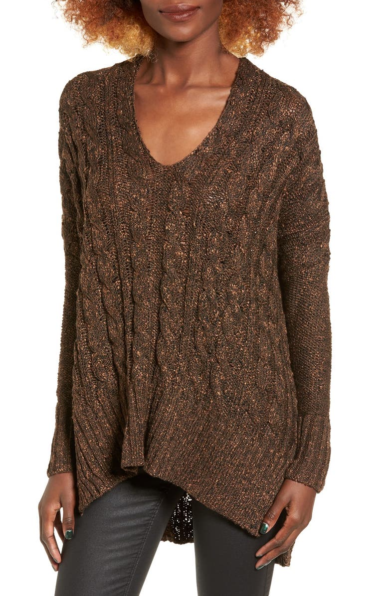 Love By Design Marled Cable Knit Pullover, Main, color,