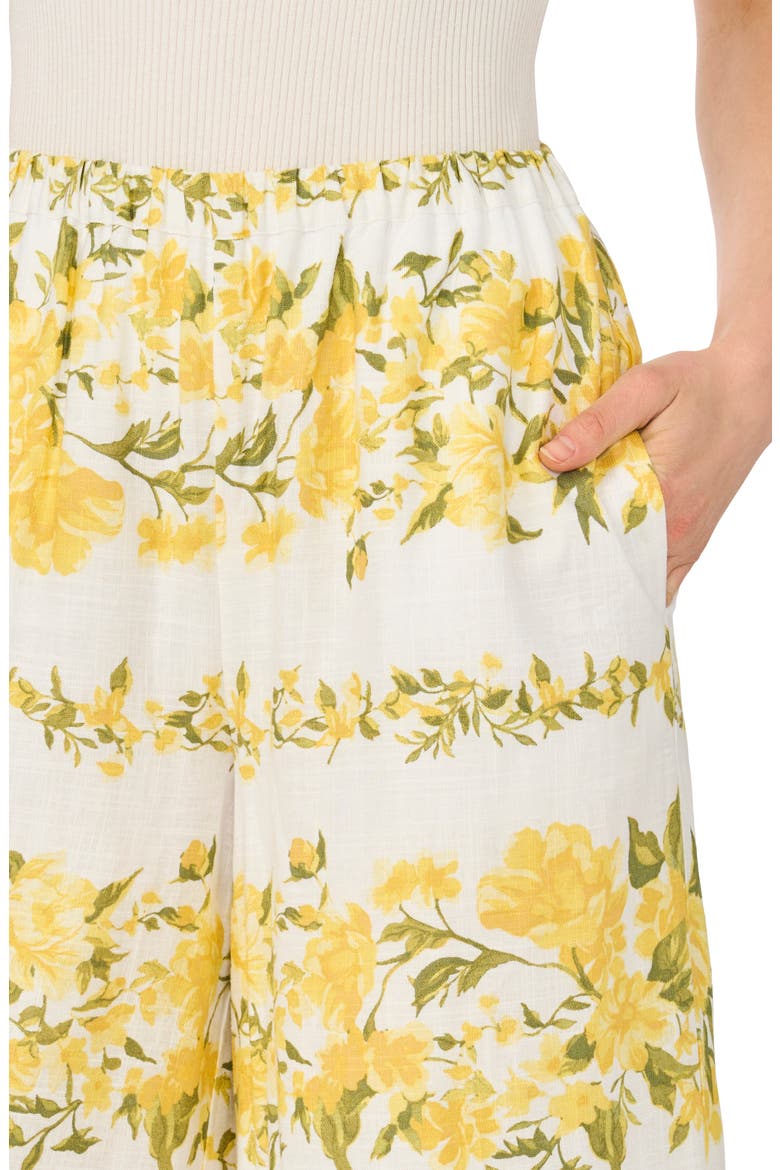 Floral Wide Leg Pants, Alternate, color, ULTRA WHITE