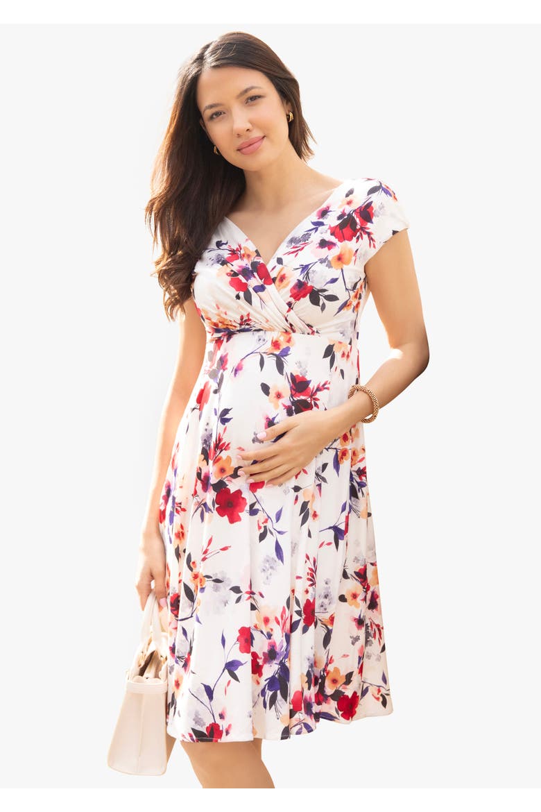 Alessandra Maternity Dress, Alternate, color, Mystic Bloom