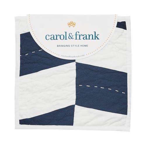 Carol & Frank 26" X 26" Herringbone Patch Indigo Cotton Euro Sham In Blue