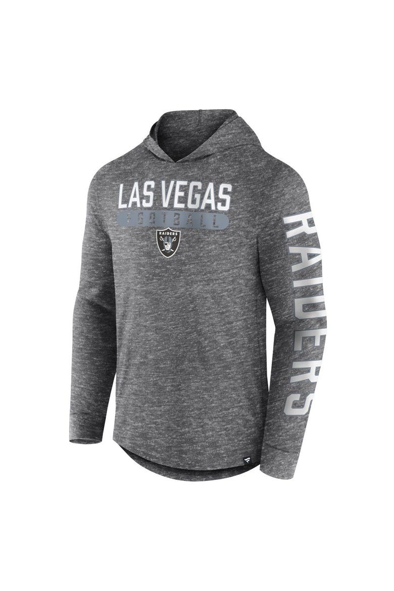 Men's Fanatics Branded Heather Charcoal Las Vegas Raiders Pill Stack Long Sleeve Hoodie T-Shirt, Alternate, color, Heather Charcoal