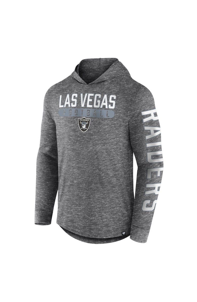 FANATICS Men's Fanatics Branded Heather Charcoal Las Vegas Raiders Pill Stack Long Sleeve Hoodie T-Shirt, Alternate, color, Heather Charcoal