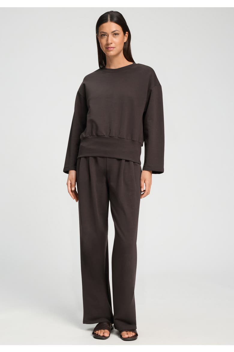 Natural Living Cotton Blend French Terry Sweatshirt, Alternate, color, Dark Mocha