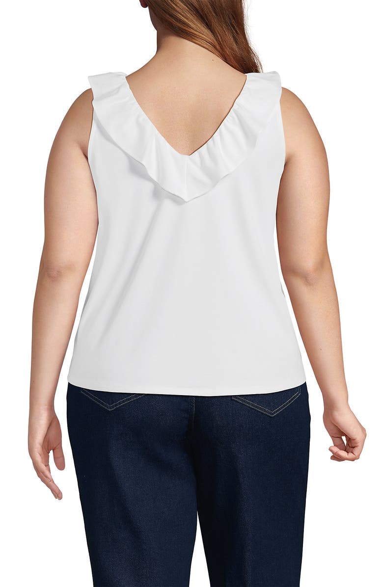 Lands' End Plus Size Lightweight Jersey Tank Top, Alternate, color, White