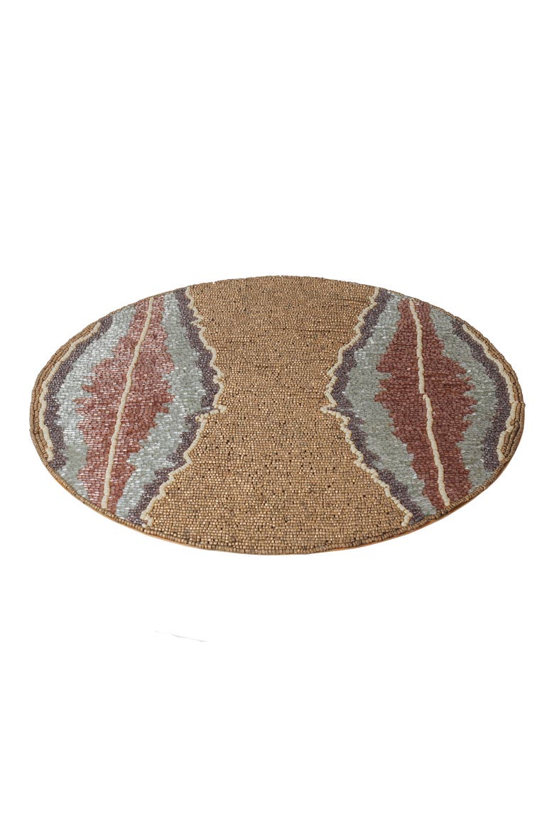 Lagon Beaded Placemat, Alternate, color, BROWN