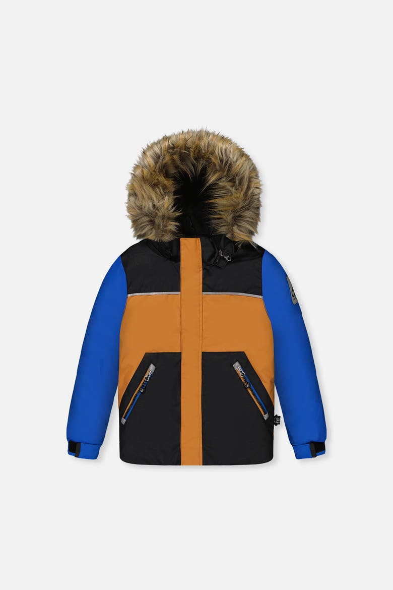 Discover Colorblock Jacket Snow Pants Two Piece Snowsuit, Alternate, color, Noir, Brown and Blue