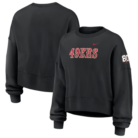 Women's Nike Black San Francisco 49ers 80th Anniversary Phoenix Oversized Tri-Blend Sweatshirt