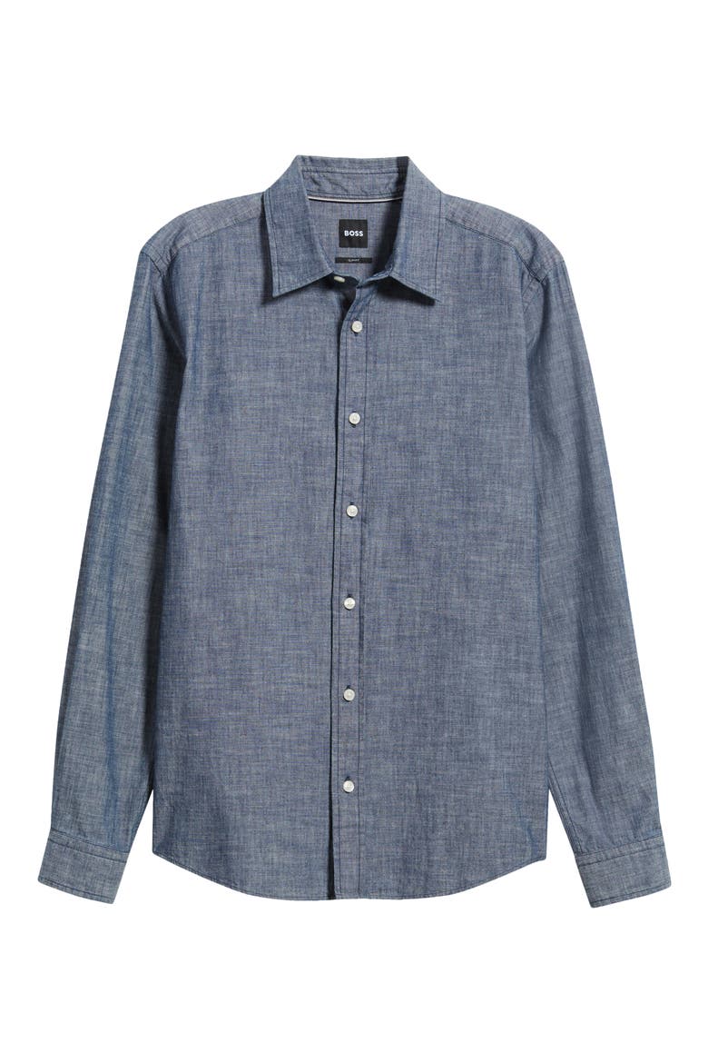 Roan Kent Slim Fit Cotton Button-Up Shirt, Alternate, color, DARK BLUE