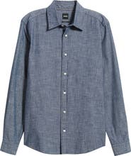 BOSS Roan Kent Slim Fit Cotton Button-Up Shirt