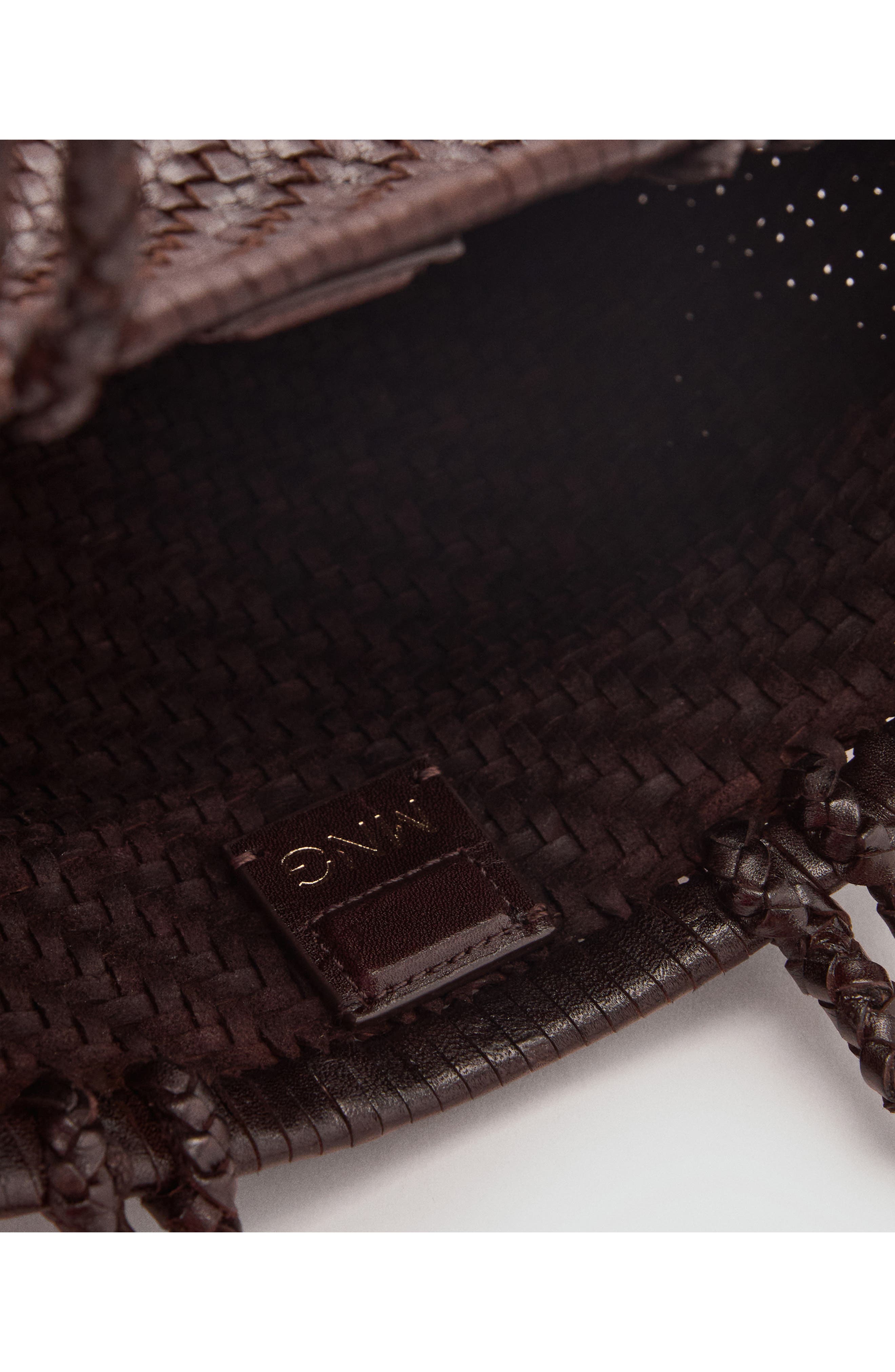 MANGO Braided Leather Shoulder Bag, Alternate, color, Chocolate