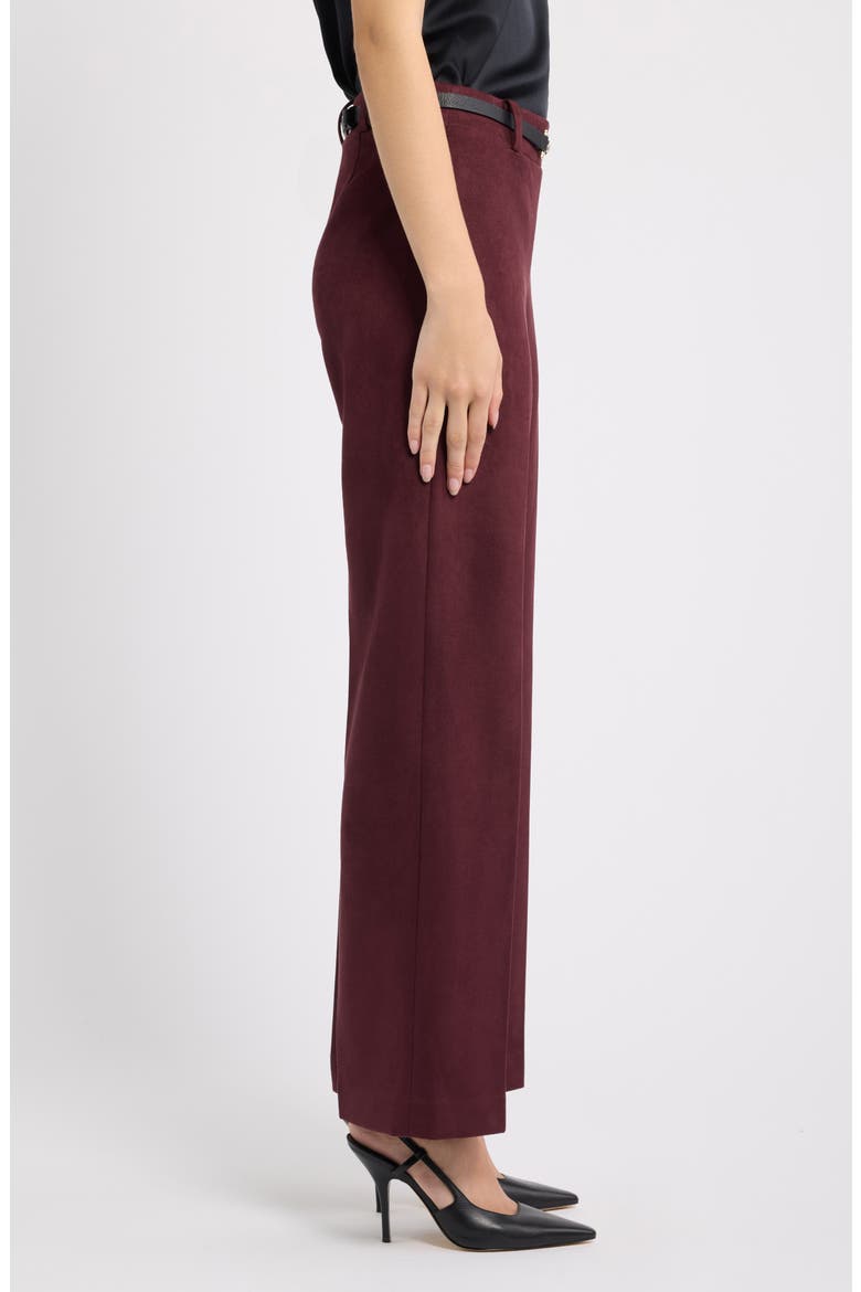 Pull On Wide Leg Faux Suede Pants, Alternate, color, BAROLO