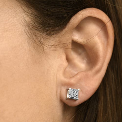 Bliss Diamond Certified 3ct Princess Cut Diamond Studs 14k Gold Lab Grown In 14k White Gold
