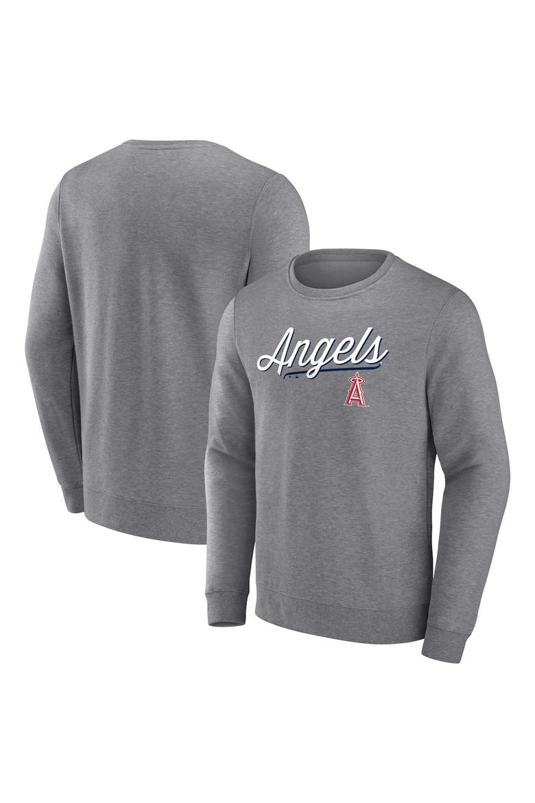 Men's Fanatics Branded Heather Gray Los Angeles Angels Simplicity Pullover Sweatshirt, Main, color, Heather Gray
