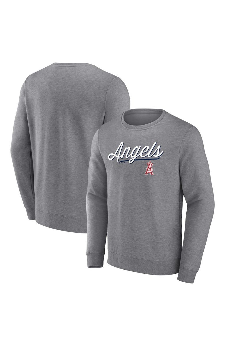 FANATICS Men's Fanatics Branded Heather Gray Los Angeles Angels Simplicity Pullover Sweatshirt, Main, color, Heather Gray