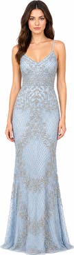 LARA New York Body Con V-neck Beaded Dress