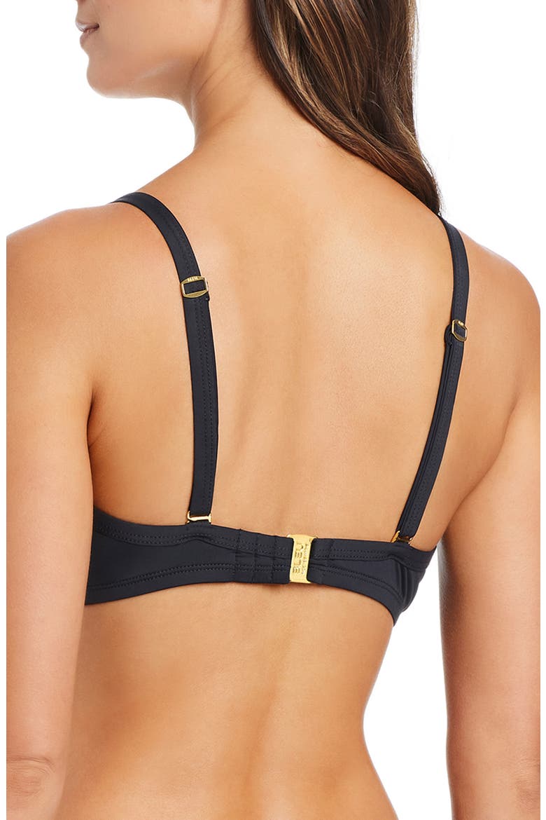Scalloped Eyelet Underwire Bikini Top, Alternate, color, BLACK/ WHITE