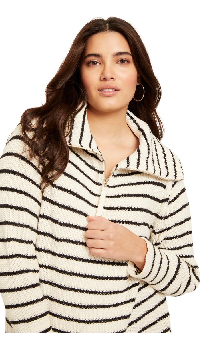 June + Vie Half-Zip Sweater, Alternate, color, Black