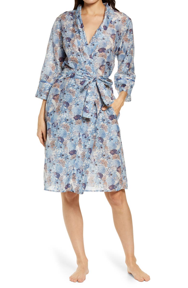 Papinelle Paloma Floral Cotton & Silk Robe, Main, color, 